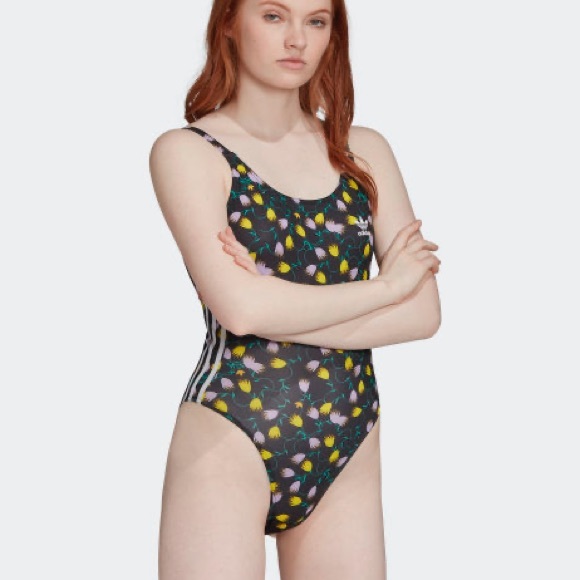 ADIDAS Allover Print Bodysuit - Floral + 3 Stripes - Picture 7 of 12